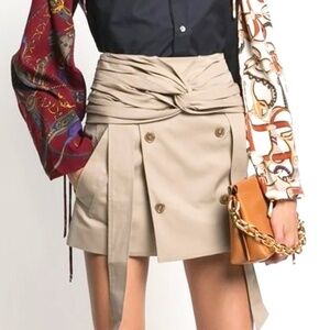 Rokh New With Tags Beige Cotton Mini Skirt